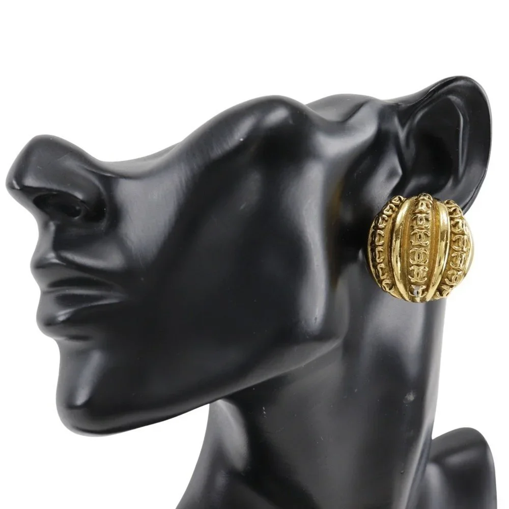 CHANEL Authentic Gold Logo Earrings